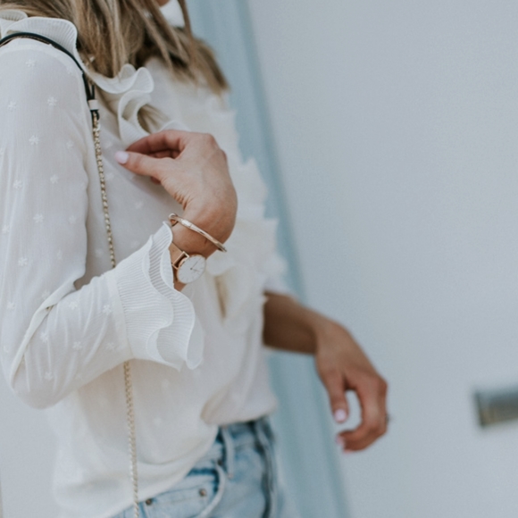 New BOHO Ruffled Swiss Dot Sheer Lace Top … - Picture 8 of 11